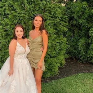 Princess Polly Sage Cinched Silk Mini Dress